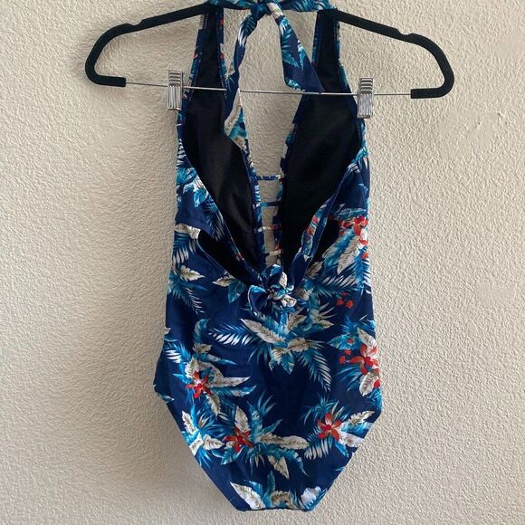 Hilor Lace Up One Piece High Waisted Swimsuit Floral Pattern Size 6 - Picture 2 of 5